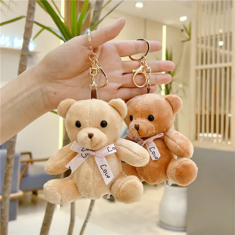 Süßer Teddybär Plüsch Schlüsselanhänger Mit Love Satinband Weicher Kuscheltier Bär Taschenanhänger Valentinstag Geschenk Damen Kinder