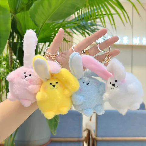 Niedlich Plüsch Langohr Hase Schlüsselanhänger Tasche Charm Mini Tierpuppe Geschenk Für Kinder Mädchen Tasche Anhänger Zubehör