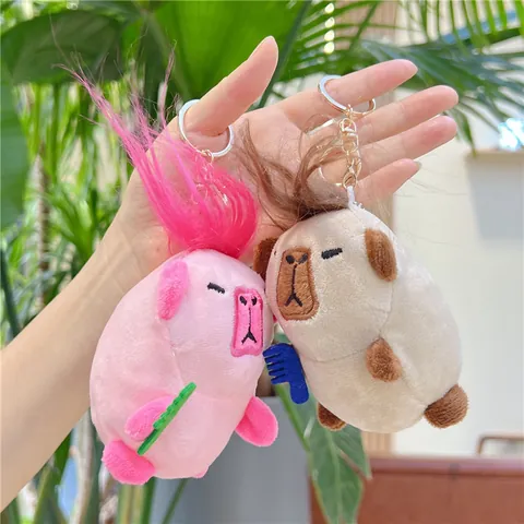 Lustiger Capybara Plüsch Schlüsselanhänger Mit Wuschelkopf Und Kleinem Kamm Süße Tierpuppe Rucksackanhänger Für Damen Teenager Geschenk