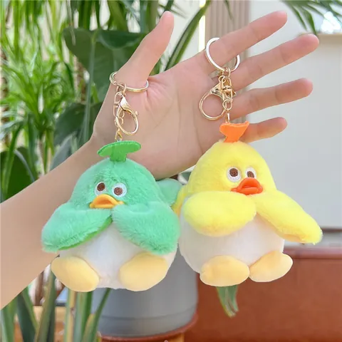 Cute Plush Duck Keychain Super Soft Stuffed Animal Toy Sprout Duck Backpack Handbag Pendant Decoration Gift For Friends Couples