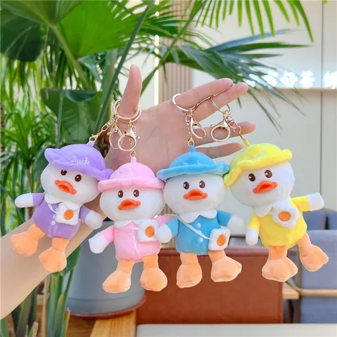 Lindo Llavero de Patito Amarillo de Peluche Colgante Suave Animal de Peluche Juguete Bolso Encanto Decoración Regalo Para Niñas Niños Mujeres