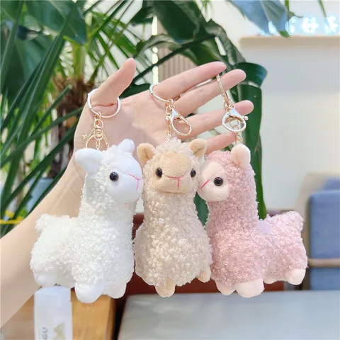 Cute Alpaca Plush Keychain Soft Sherpa Fleece Stuffed Animal Toy Sheep Bag Charm Pendant For Backpack Accessories Kids Gift