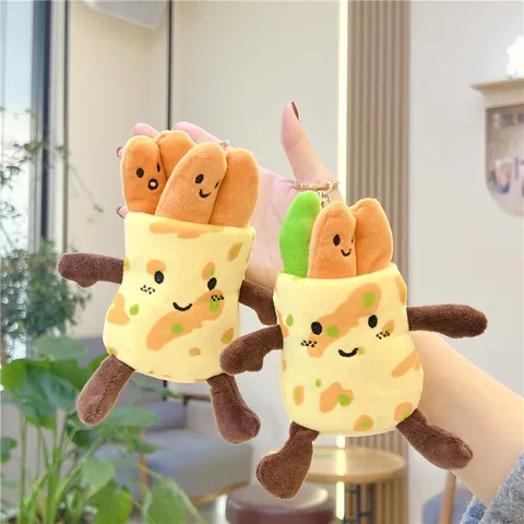 Cute Simulation Food Plush Keychain Creative Pancake Burrito Stuffed Toy Soft Hanging Ornament For Bag Backpack Key Decor