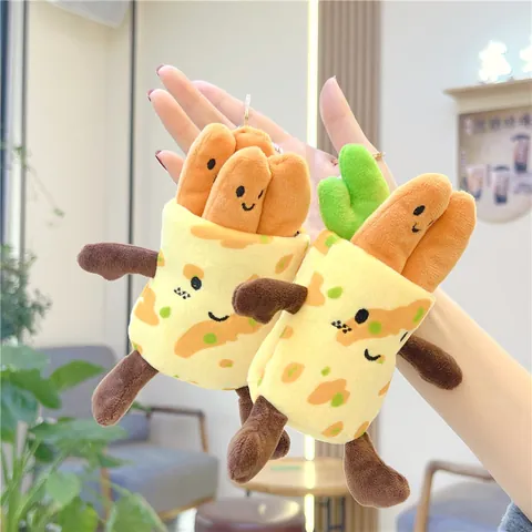 Cute Simulation Food Plush Keychain Creative Pancake Burrito Stuffed Toy Soft Hanging Ornament For Bag Backpack Key Decor