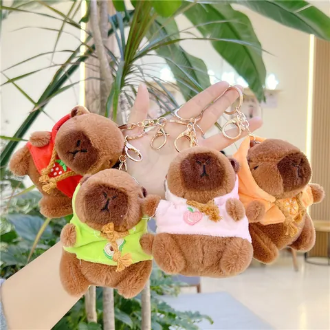Portachiavi in Peluche Capibara Carino Maialino d'Acqua Giocattolo con Felpa con Cappuccio alla Frutta Ciondolo Borsa Lega Metallo