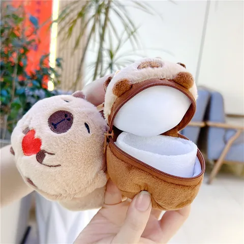 Simpatico Portamonete a Pelo in Peluche a Forma di Capibara Mini Portafoglio Portachiavi per Studenti Borsa per Cuffie Regalo