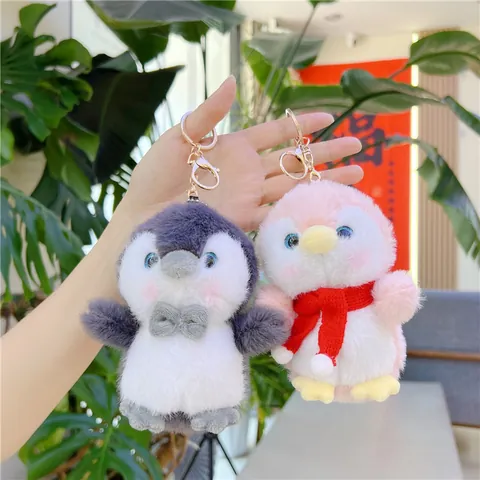 Süßer Pinguin Plüsch Schlüsselanhänger Weiches Kuscheltier Mini Puppe Tasche Charm Mit Metall Schlüsselring Für Rucksack