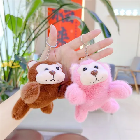 Mignon Singe Peluche Porte-clés Charme De Sac Doux Animal Rembourré Jouet Pendentif Pour Femmes Enfants Cadeau Brun Rose Accessoires