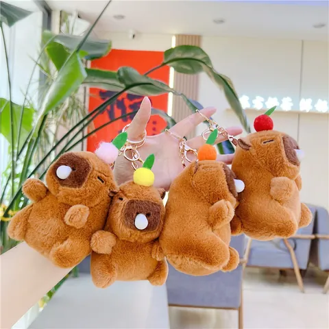 Simpatico Capibara Peluche Portachiavi Bolle Cartone Animato Animale Bambola Con Decorazione Frutta Pendente Borsa Regalo Bambina