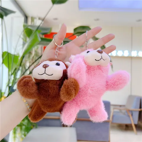 Mignon Singe Peluche Porte-clés Charme De Sac Doux Animal Rembourré Jouet Pendentif Pour Femmes Enfants Cadeau Brun Rose Accessoires