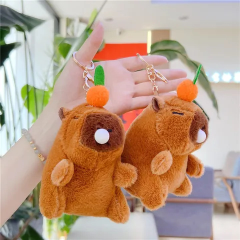 Simpatico Portachiavi di Peluche Capibara Con Suono Divertente Bolla di Naso Ciondolo per Borsa Animale di Peluche Regalo per Ragazze