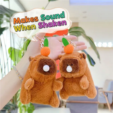 Simpatico Portachiavi di Peluche Capibara Con Suono Divertente Bolla di Naso Ciondolo per Borsa Animale di Peluche Regalo per Ragazze