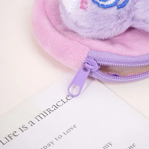 Cute Cartoon Animal Plush Coin Purse Mini Portable Round Zipper Wallet For Kids Girls Embroidery Small Storage Bag