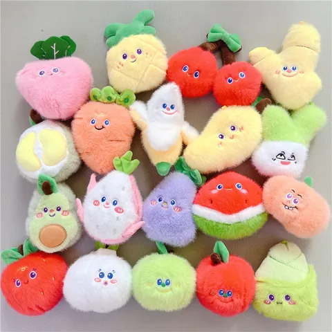 Porte-clés En Peluche Créatif En Velours De Vison Fruits Et Légumes Pendentif Dessin Animé Brodé Pour Accessoires De Sacs Femmes
