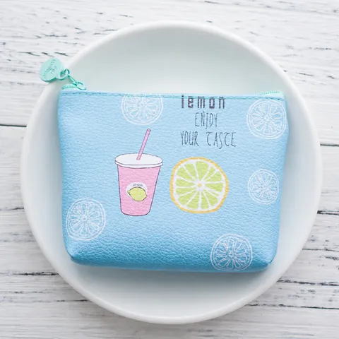 Cute Mini PU Leather Cartoon Coin Purse With Zipper Portable Small Wallet Fruit Animal Key Storage Pouch For Girls Women