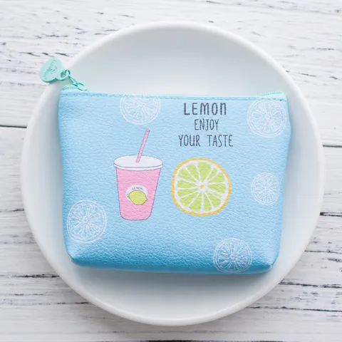 Cute Mini PU Leather Cartoon Coin Purse With Zipper Portable Small Wallet Fruit Animal Key Storage Pouch For Girls Women