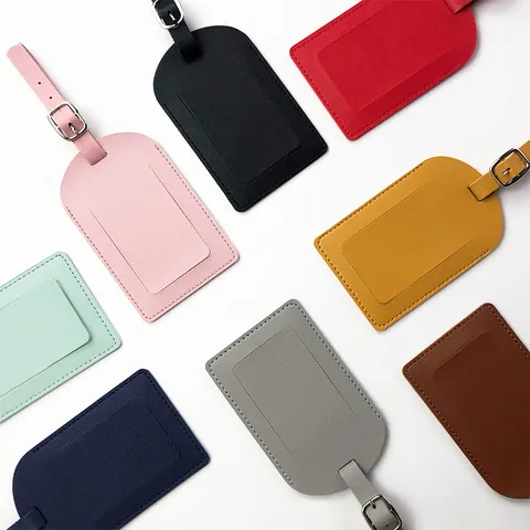 PU Leather Luggage Tag With Privacy Cover Buckle Strap Travel Suitcase Identity Label Business Bag Tags