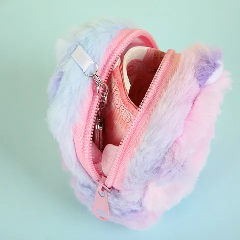 Cute Plush Cat Unicorn Coin Purse Keychain Portable Earphone Storage Bag Mini Wallet For Girls Students Gift