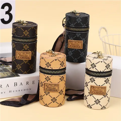 Mode Retro Eimer Münzbörse PU Leder Bedruckt Mini Lippenstift Aufbewahrungstasche Auto Schlüsselanhänger Frauen Geldbörse