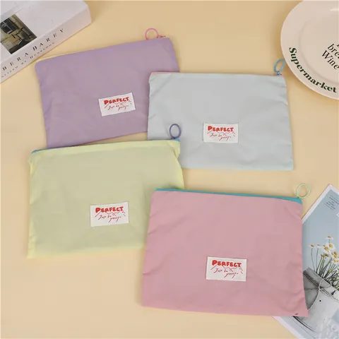Portable Nylon Makeup Bag Macaron Color Large Capacity Travel Toiletry Storage Bag Waterproof Multi-function Cosmetic Pouch