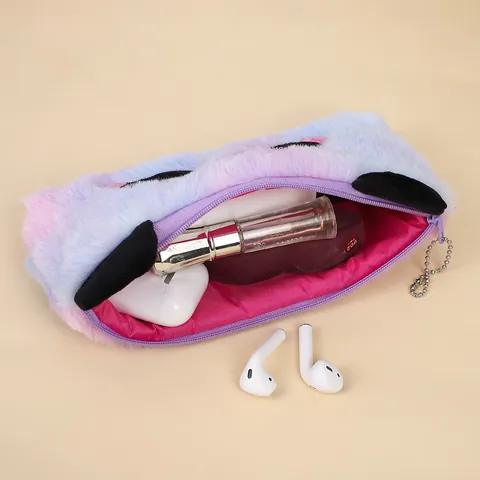 Astuccio Creativo in Peluche a Forma di Panda con Design Tie Dye Cartone Animato Borsa per Cancelleria Scuola per Bambini