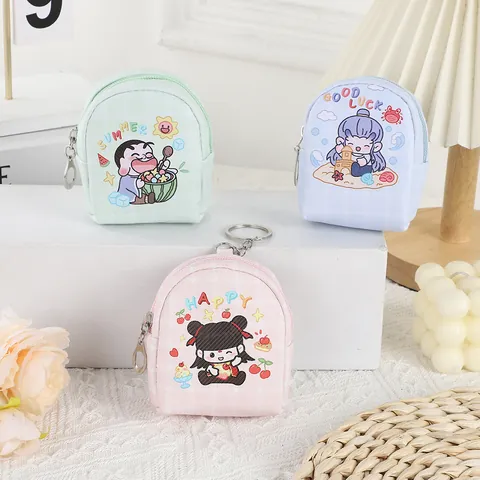Simpatico Portamonete in Pelle PU Mini Cartone Animato Portachiavi per Studenti Borsa per Auricolari Portatile Accessori