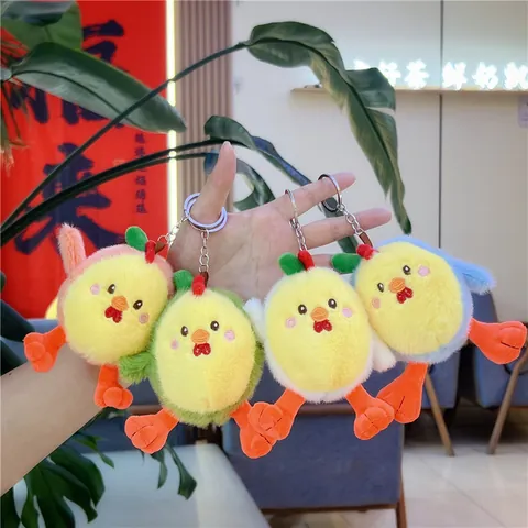 Süßes Plüsch Küken Schlüsselanhänger Flauschiges Huhn Tasche Anhänger Weiche Stofftier Puppe Für Rucksack Handtasche Damen Geschenk
