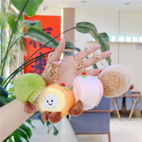 Süßer Plüsch Fruchtkuchen Schlüsselanhänger Erdbeere Matcha Tigerrolle Stofftier Mini Puppe Tasche Anhänger Deko Geschenk