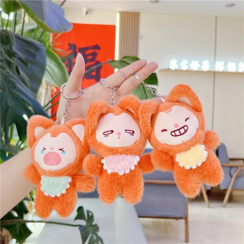 Süßer Fuchs Plüschtier Schlüsselanhänger Mit Spitzen-Lätzchen Orange Weiches Stofftier Taschenanhänger Für Damen Kinder Geschenk