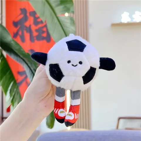 Porte-clés en Peluche Ballon de Sport Anthropomorphe Mignon Pendentif de Sac Basket Football Rugby Poupée Douce Accessoire