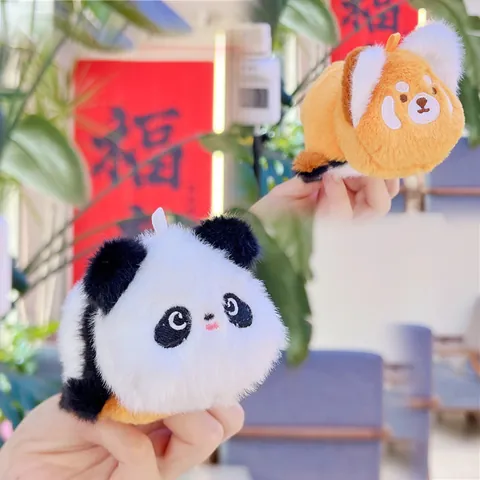 Kreativer Wende-Panda Roter Panda Plüsch Schlüsselanhänger Süßes Doppelseitiges Tier-Ornament Für Rucksack Tasche Auto Deko Geschenk