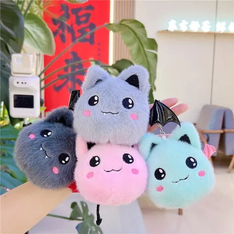 Cute Bat Plush Toy Keychain Soft Stuffed Animal Doll Bag Hanging Ornament For Women Girls Key Ring Bag Charm Gothic Toy Gift