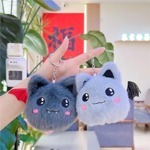 Cute Bat Plush Toy Keychain Soft Stuffed Animal Doll Bag Hanging Ornament For Women Girls Key Ring Bag Charm Gothic Toy Gift