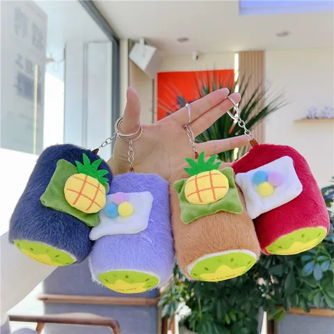 Süßer Plüsch Rollkuchen Fruchtbrot Schlüsselanhänger Weiches Ausgestopftes Essen Anhänger Für Rucksack Schlüssel Ornament Geburtstagsgeschenk Damen Mädchen