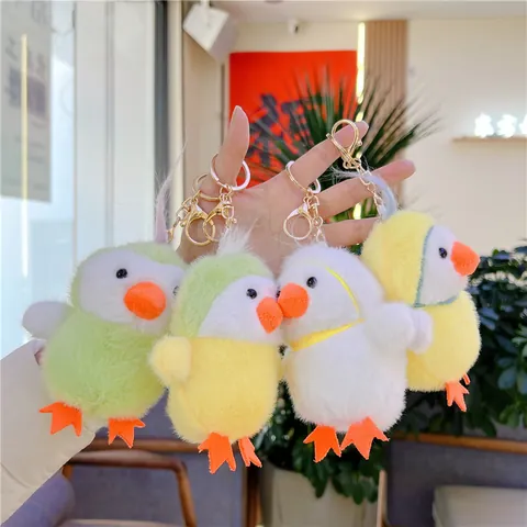 Soft Plush Chick Duckling Keychain Bag Pendant Cartoon Animal Decorative Key Ring For Women Kids Gift