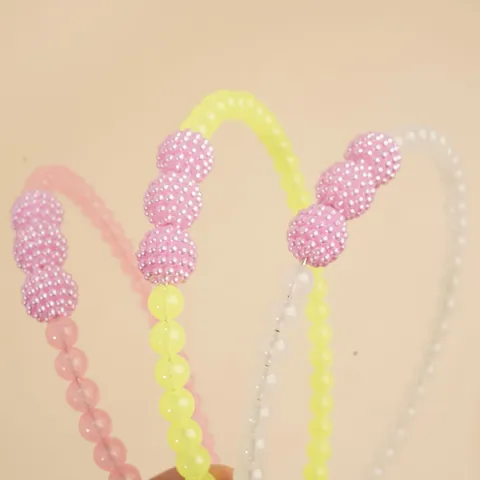 Women Sweet Beaded Headband Handmade Plastic Artificial Pearl Non Slip Hair Band Party Daily Headwear For Girls