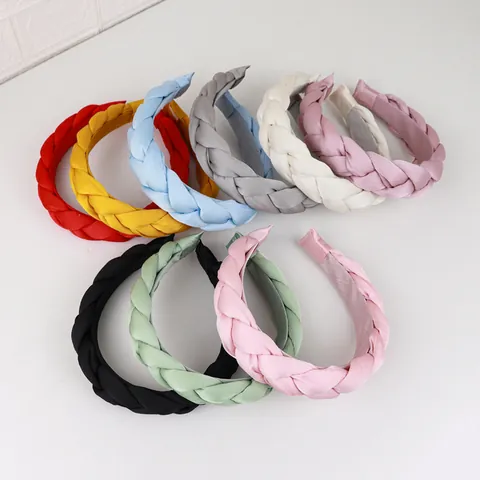Women's Fresh Organza Braided Twist Headband Solid Color Fabric Hair Band Korean Fashion Sweet Hair Accessory For Daily Dating