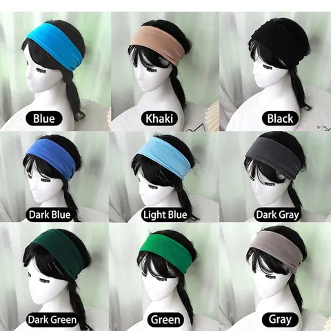 Damen Herren Sport Stirnband Atmungsaktiv Baumwolle Elastisch Yoga Schweißband Rutschfest Laufen Kopfband Breit Turban Für Fitness