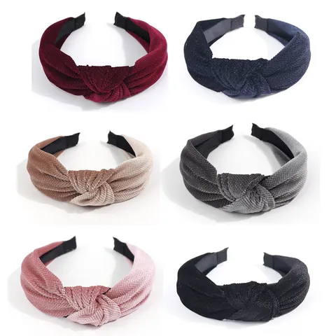 Vintage Samt Stirnband Mit Knoten Für Damen Breites Design Gedrehtes Stoff Haarband Modische Retro Solid Color Haaraccessoires