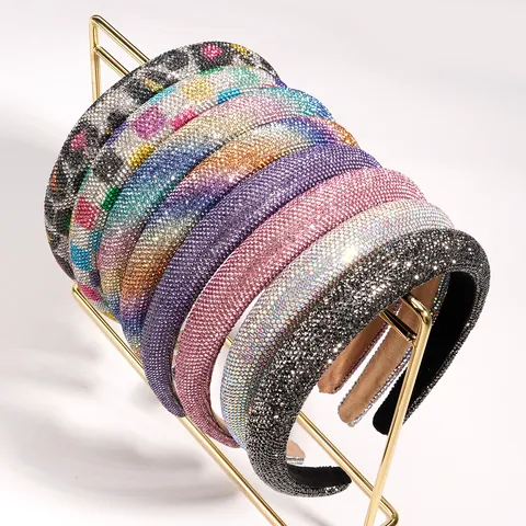 Luxus Barock Gepolstert Schwamm Strass Haarreif Für Damen Funkelnde Kristall Haarreif Mode Haarschmuck Für Party