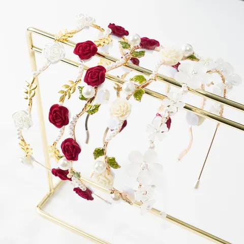 Vintage Rose Blume Perle Stirnband Für Damen Wald Stil Handgefertigte Gold Legierung Haarband Für Hochzeit Party Fotografie Zubehör