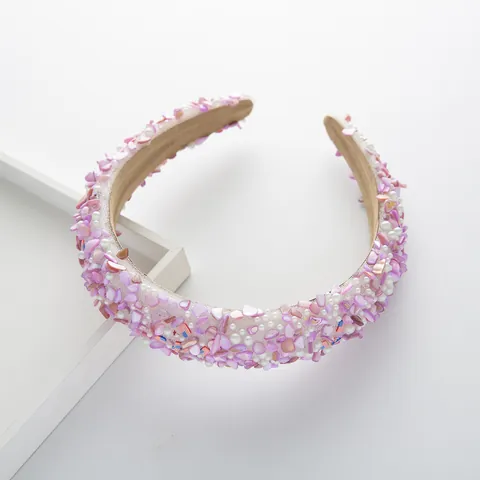 Vintage Padded Sponge Headband With Resin Pearls Crushed Stones American Flag Decoration Fashion Hair Hoop For Women Accessory