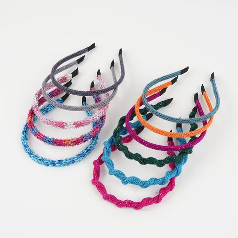 Women's Knitted Braided Headband With Glitter Lurex Handmade Sweet Hairband Fashion Hair Accessories For Daily Styling