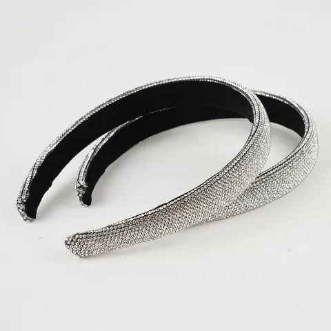 Shiny Silver Rhinestone Padded Headband For Women Wide Sponge Hairband Luxury Paved Hair Accessories For Wedding Party Daily