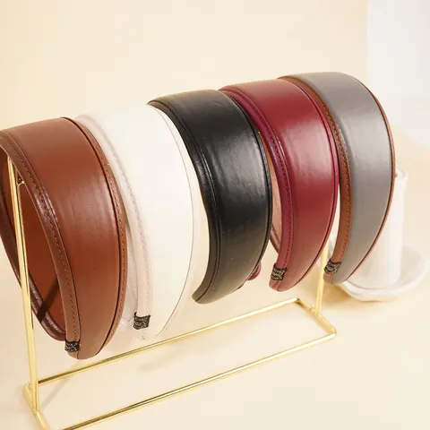 Französischer Stil Breit Gepolstert PU-Leder Haarreif Retro Minimalistisch Einfarbig Rutschfest Damen Mode Haarschmuck