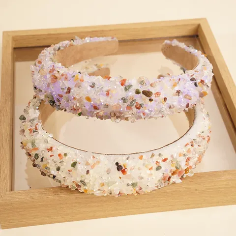 Baroque Colorful Crushed Stone Padded Headband For Women Vintage Fashion Handmade Sponge Hair Band Hair Accessories Headpiece