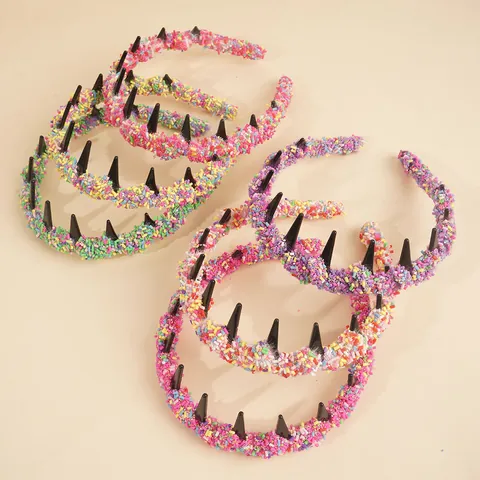 Süßes Punk Süßigkeiten Streusel Haarband Mit Schwarzen Stacheln Rutschfeste Kunststoff Haarreif Für Damen Party Halloween Haarschmuck