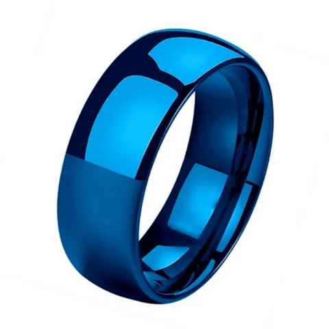 Minimalist Tungsten Steel Band Ring For Men Fashion Blue Domed Mirror Polished Plain Ring For Daily Commute Trendy Jewelry Gift