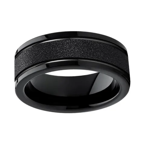 Tungsten Steel Men Ring Wide Band Minimalist Polished Edge Sandblasted Center Wedding Anniversary Daily Jewelry Gift