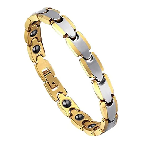 Tungsten Steel Magnetic Bracelet For Men Women Couple Gold Silver Two Tone Color Block Health Therapy Minimalist Fashion Jewelry Gift